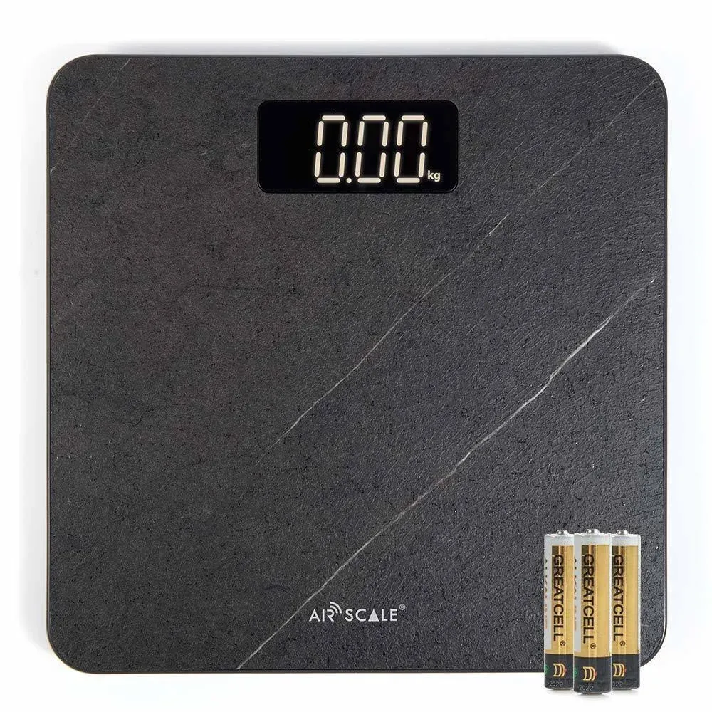 Airscale Digital Bathroom Weight Scale with Tape, High Accuracy Body Weighing Scale with Sleek Anti-Slip Board, 400lbs Large Wide Platform with Bright