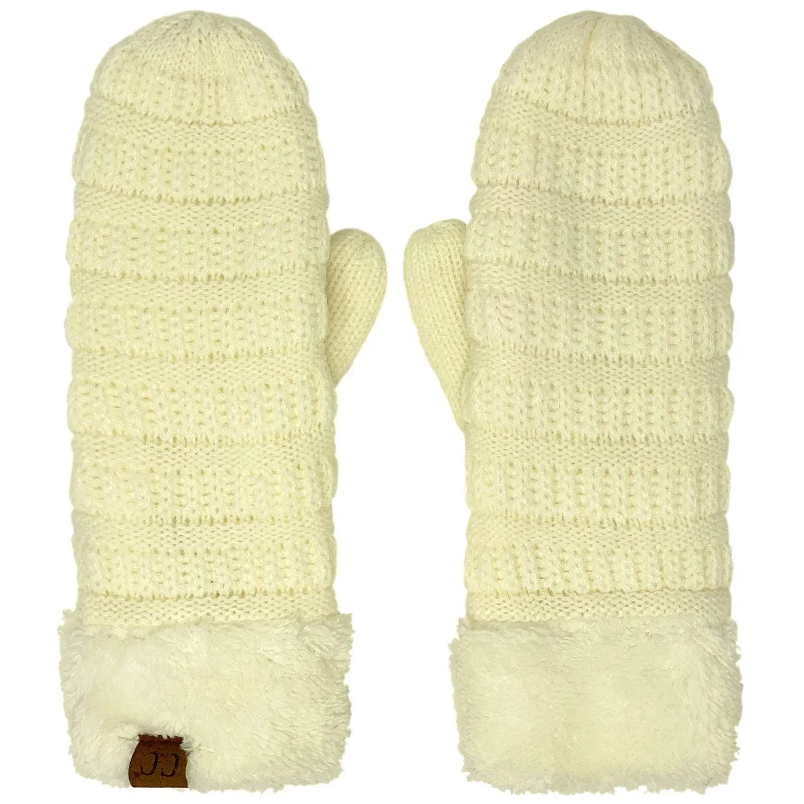 C.C CC Super Thick Fuzzy Fleeced Lined Warm Winter Knitted Mittens Gloves