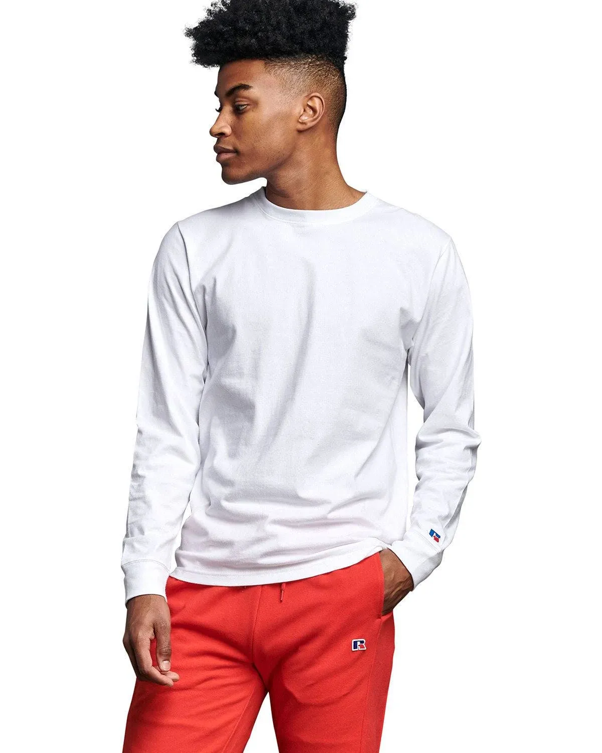 Russell Athletic 600LRUS - Unisex Cotton Classic Long-Sleeve T-Shirt White - L