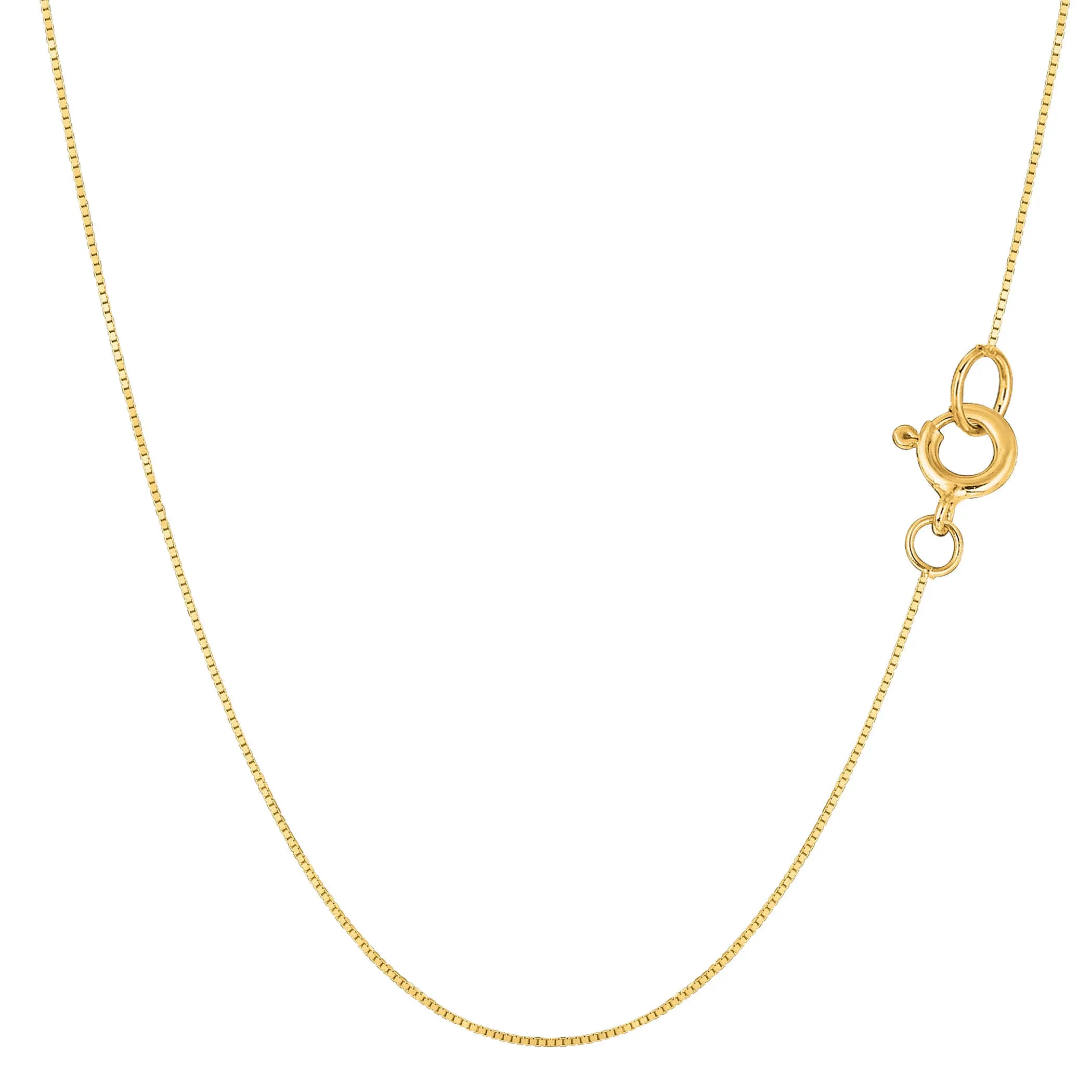 Jewelry Affairs 14k Real Solid Gold Mirror Box Chain Necklace, 0.45mm