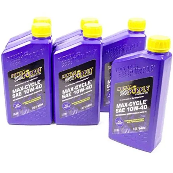 Royal Purple (06315-6PK Max-Cycle 10W-40 High Performance Synthetic Motorcycle Oil - 1 Quart, (Case of 6)