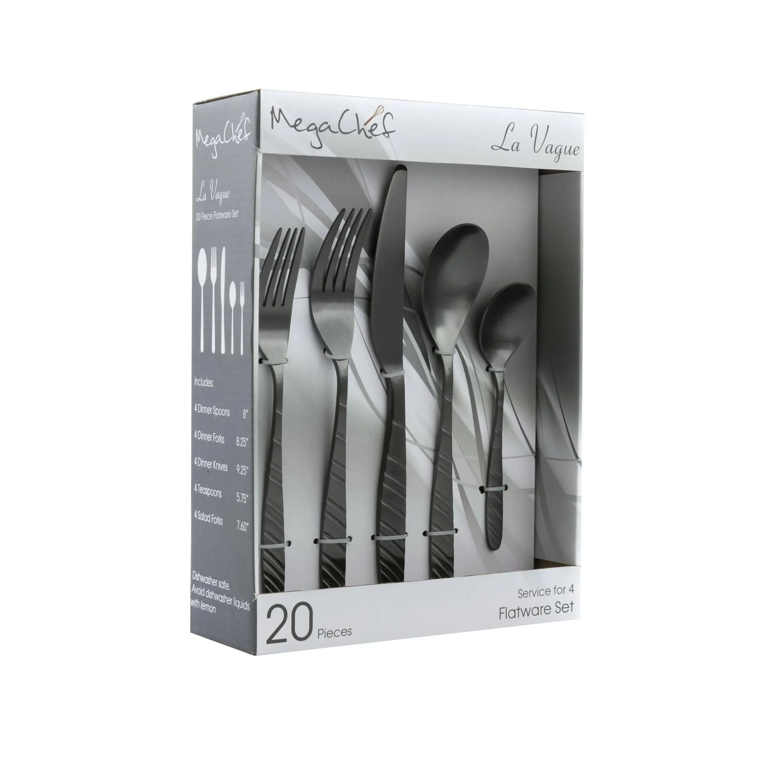 MegaChef La Vague 20-Piece Stainless-Steel Flatware Set