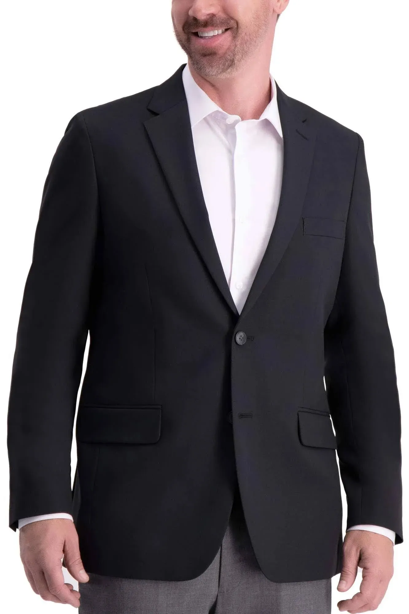 Haggar Black Solid Gab Active Series Tailored Fit Blazer