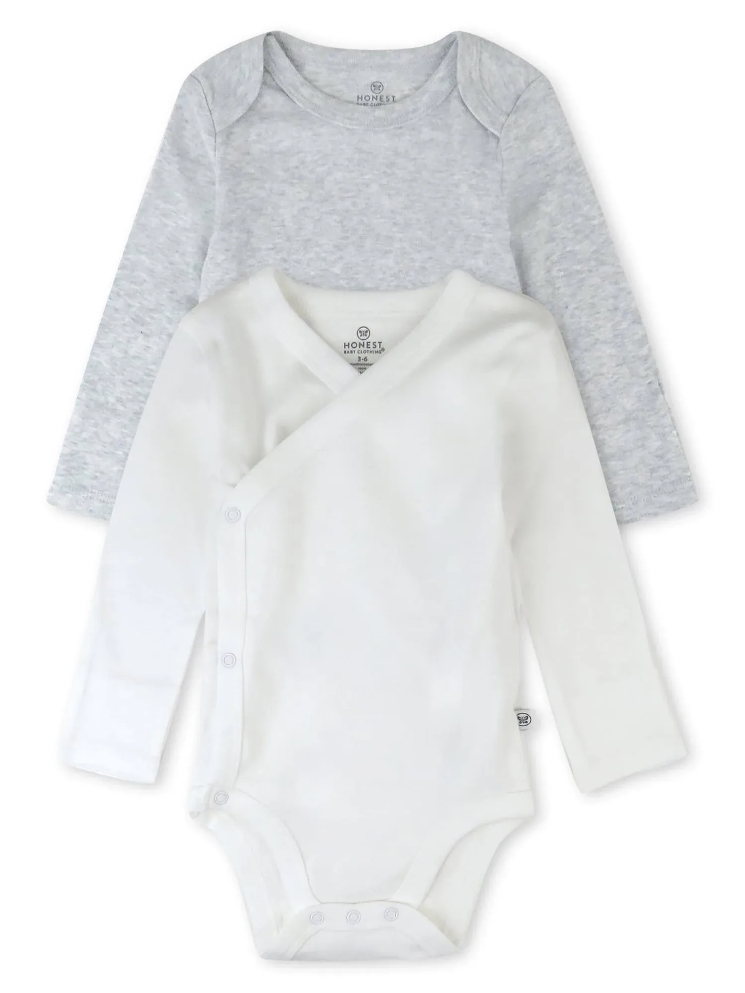 HonestBaby Baby Long Sleeve One-Piece 100% Organic Cotton Bodysuits, Multipack