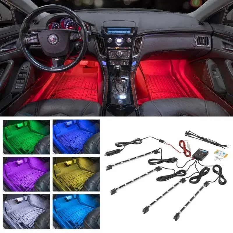 LEDGlow 4pc Multi-Color LED Interior Footwell Underdash Neon Light Kit for Cars