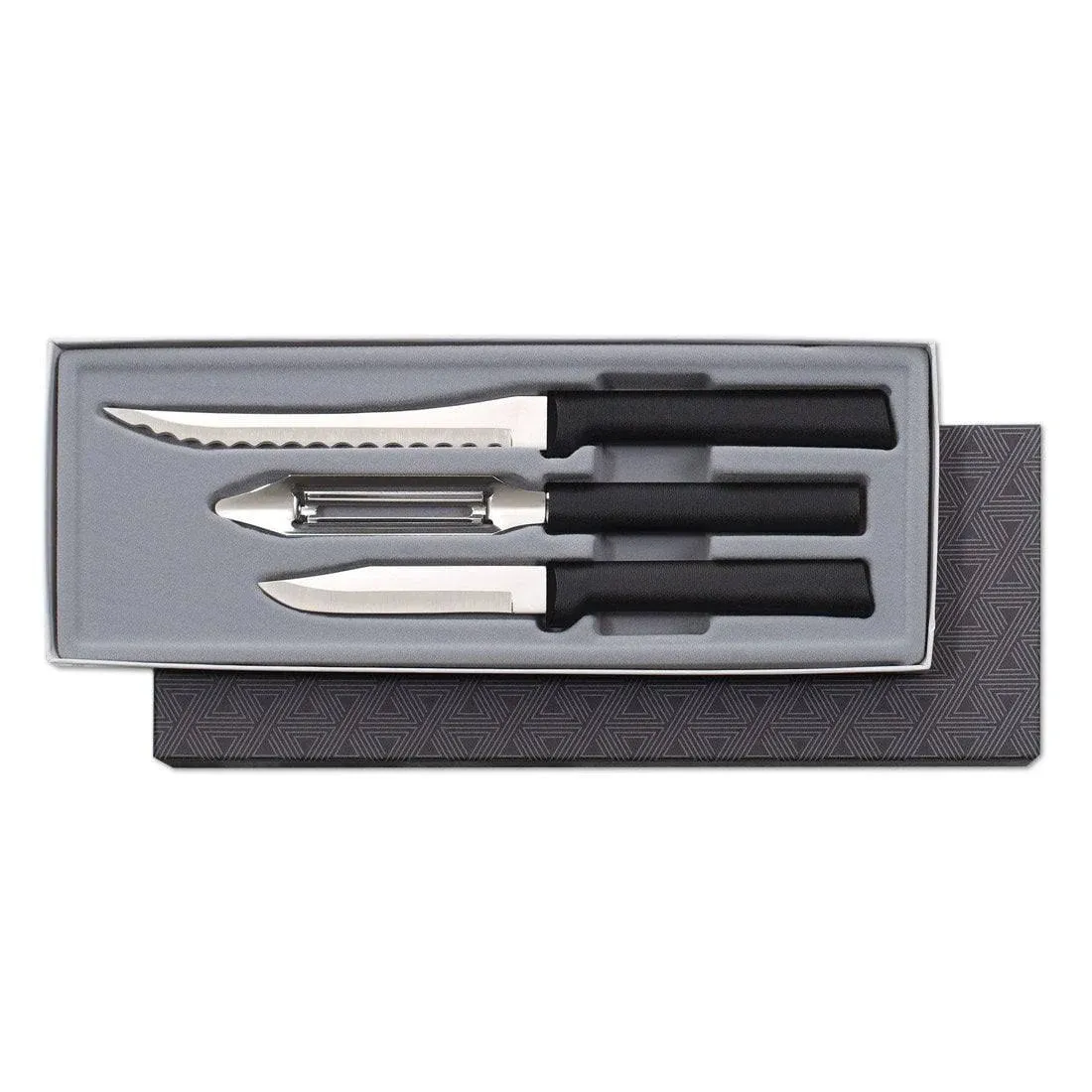 Rada Cutlery Kitchen Utensil Peel, Pare and Slice Set Stainless Steel Resin, Made in The USA, 8 7/8 Inches, Black Handle