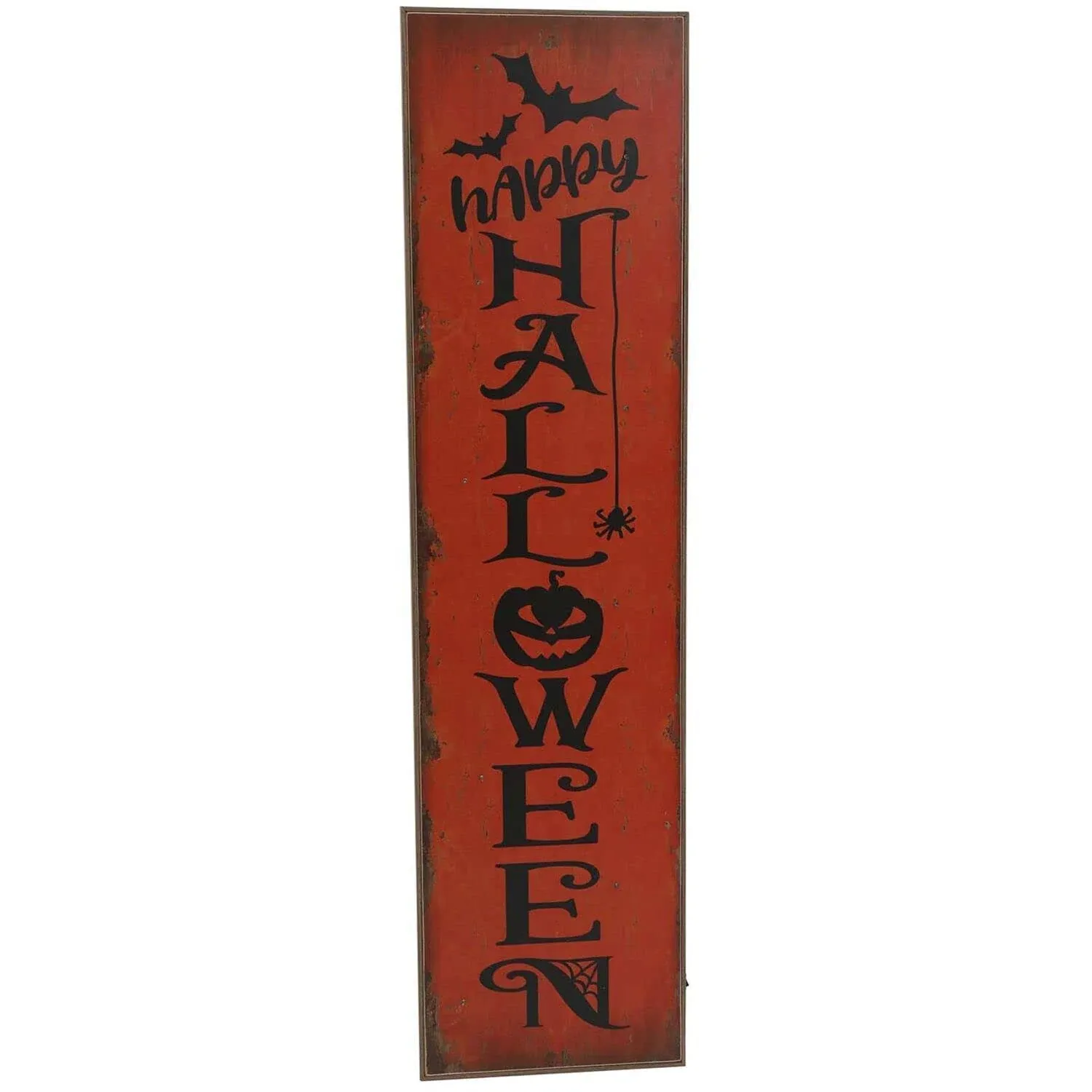 45&quot; Orange &amp; Black Happy Halloween Outdoor Porch Leaner Sign with LED Lights