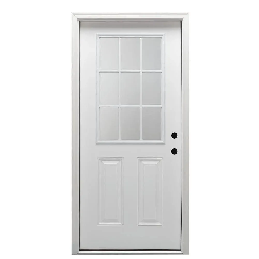 MMI Door 80 in. Classic Left-Hand Inswing 9-Lite Clear 2-Panel Glass