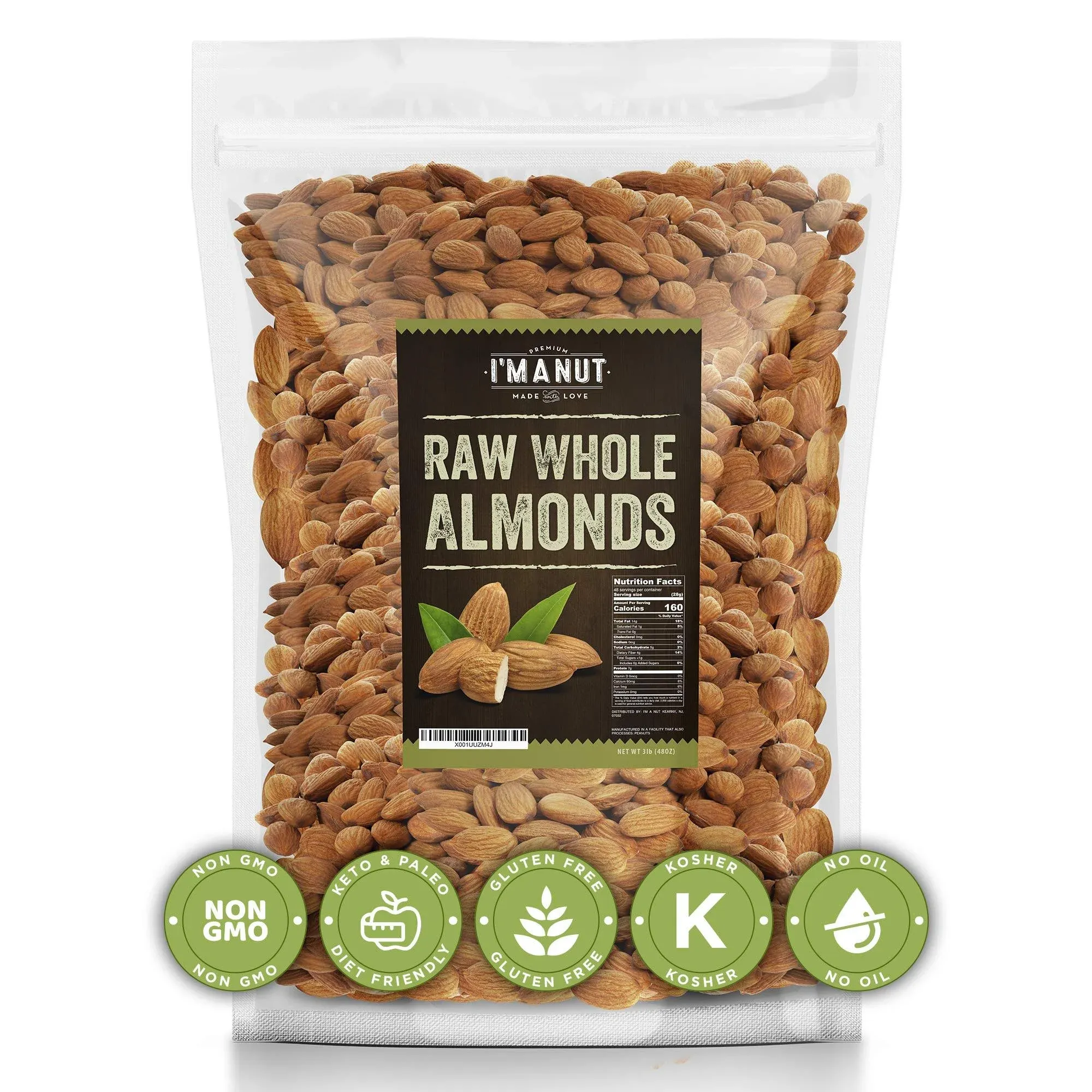 Raw Almond 48oz | Natural | Whole | No PPO | Non-GMO | No Herbic