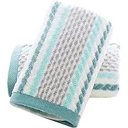 Pidada Hand Towels Set of 2 Striped Pattern 100% Cotton Soft Absorbent Decorative Towel for Bathroom 13.4 x 29.5 Inch (Brown)