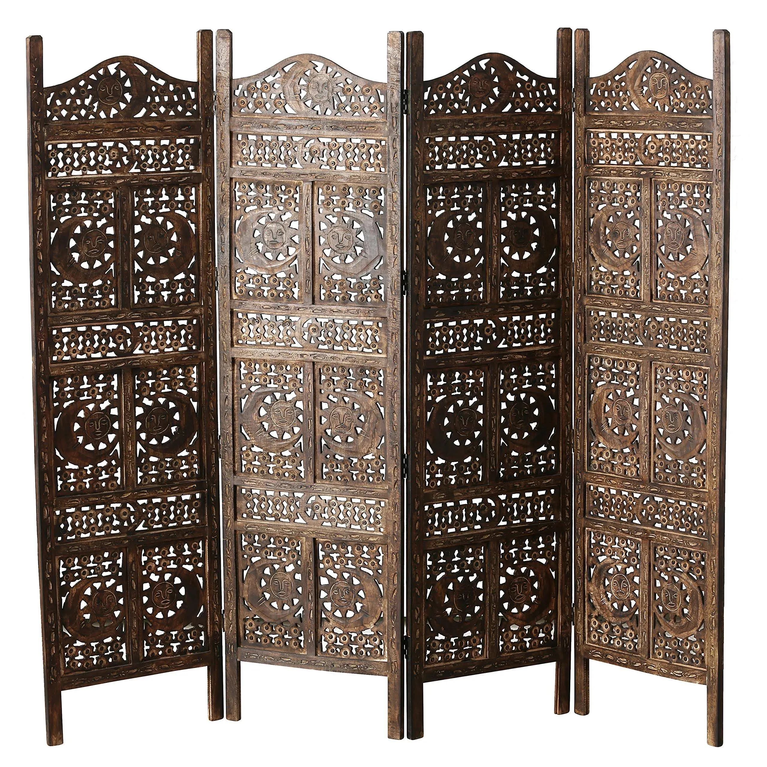 Whole House Worlds Global Chic 4 Panel Room Divider, Size: One size, Brown