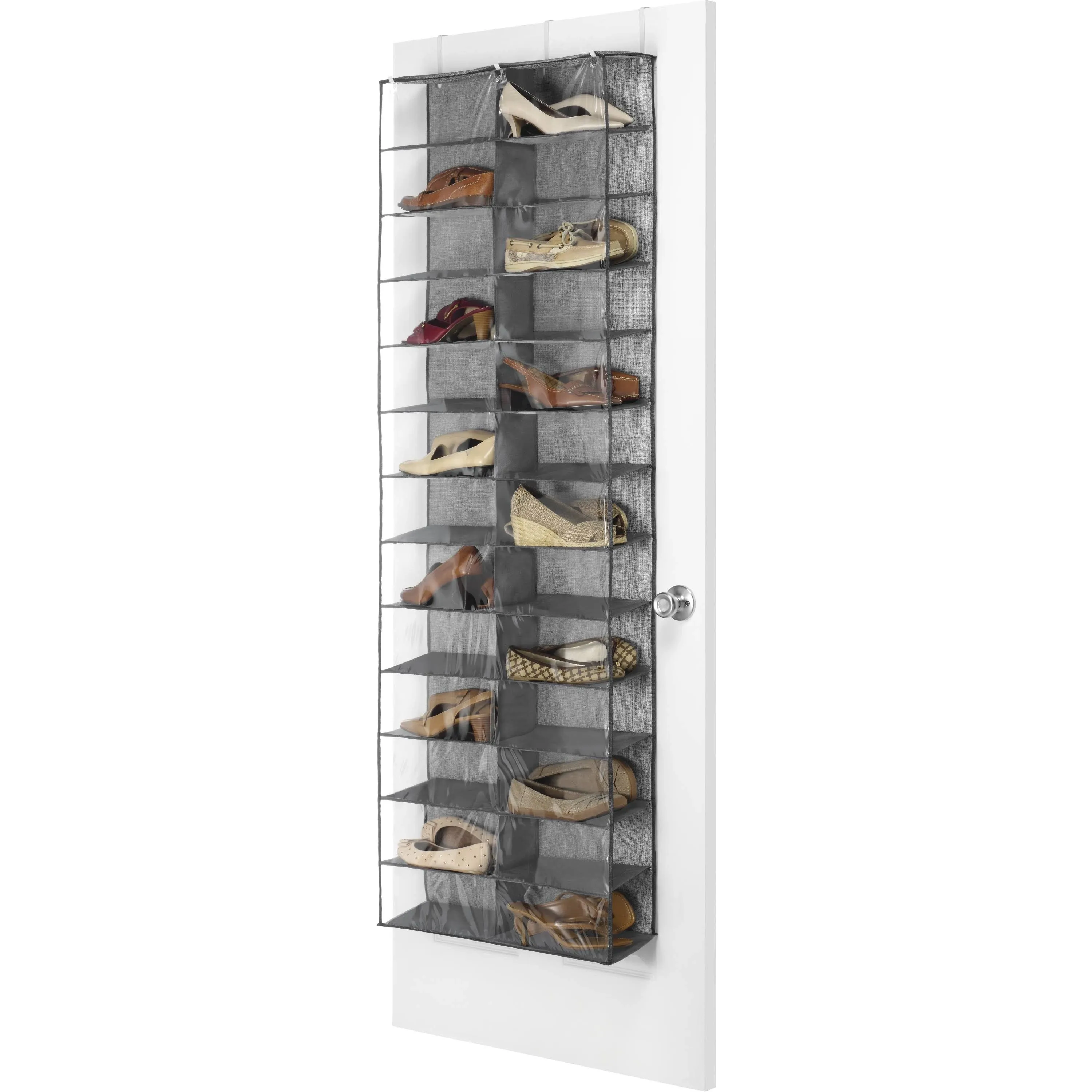 Whitmor Over The Door Shoe Shelves - 26 Sections - Crosshatch Gray