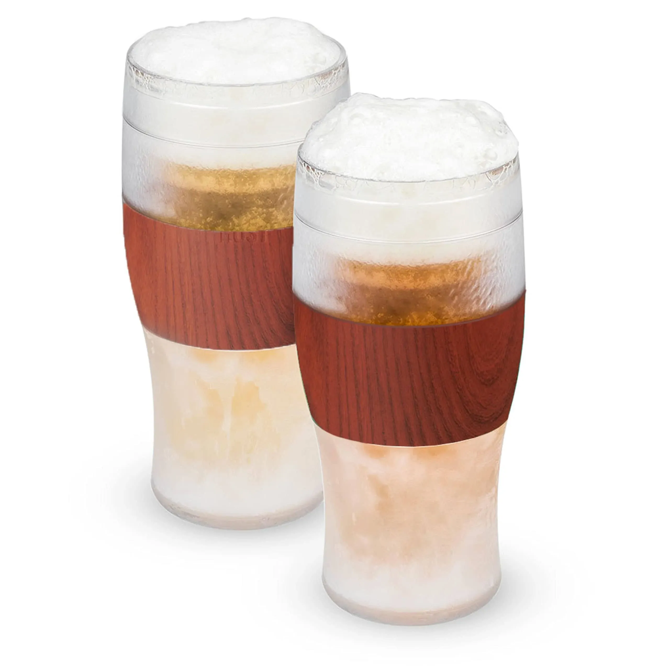 Host Beer Freeze Cooling Cups, Set of 2, Wood