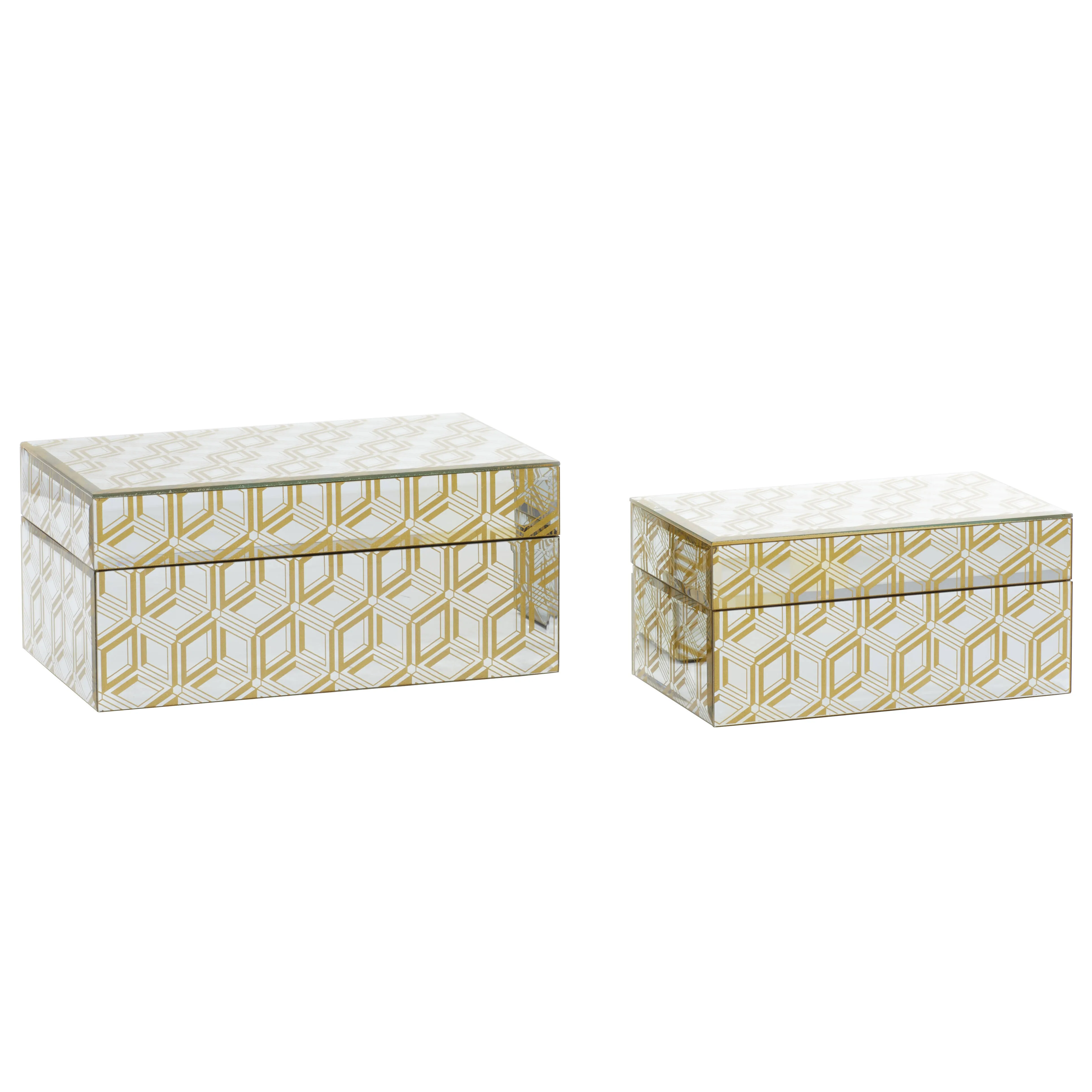 Grayson Lane Gold with Diamond Pattern Wood Freestanding Jewelry Box Lowes.com