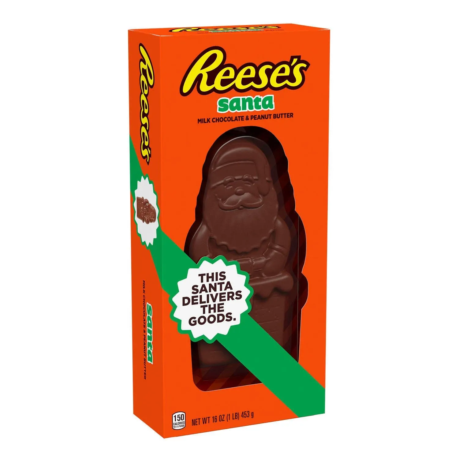 Reese&#039;s Peanut Butter Milk Chocolate Santa 1 Pound 16oz Candy BB 7/2024