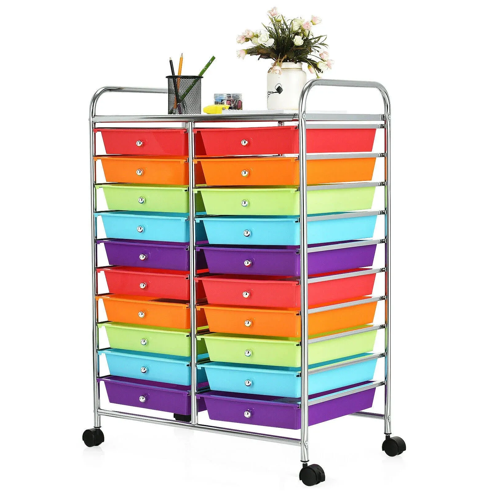 Costway 20 Drawer Rolling Storage Cart Scrapbook Paper Office Organizer