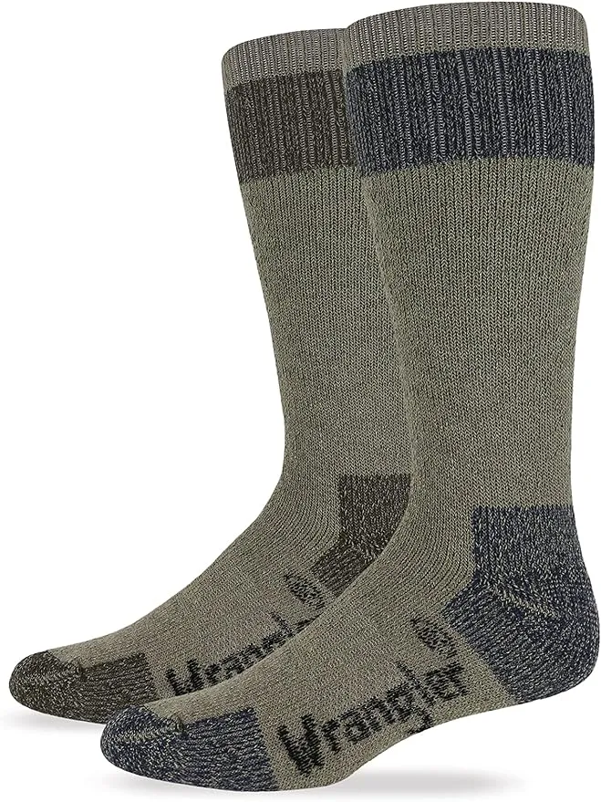 Wrangler Men's Ultra Dri Merino Wool Blend Work Socks (2 Pairs)