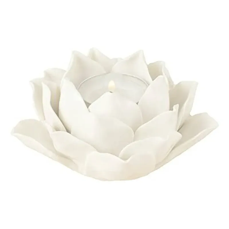 Pretty Home Handmade Ceramic Lotus Flower Tealight Holder Candlesticks Holder ...