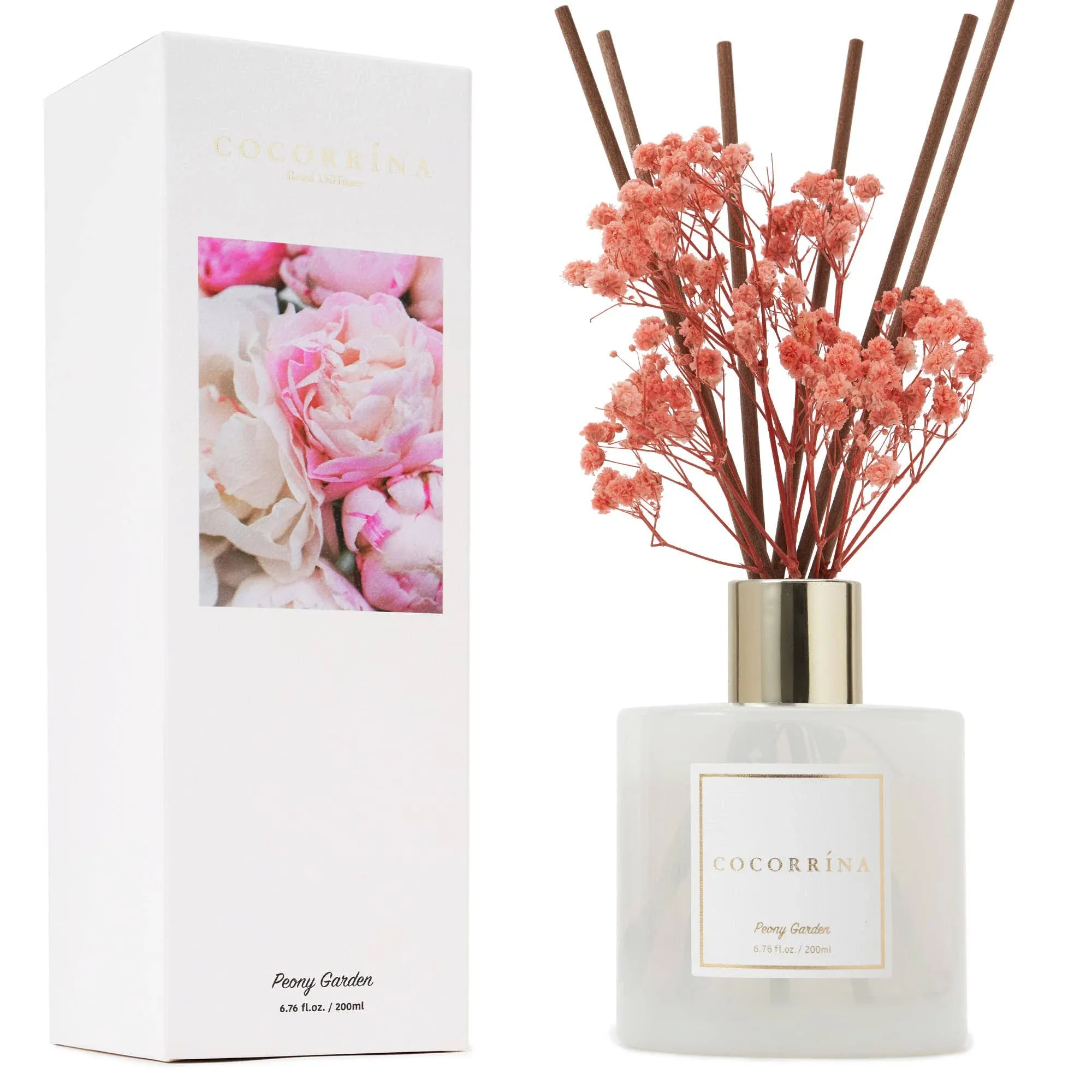 Cocorrína Reed Diffuser Sets, 6.7 oz.Peony Garden Diffuser with Sticks Home ...