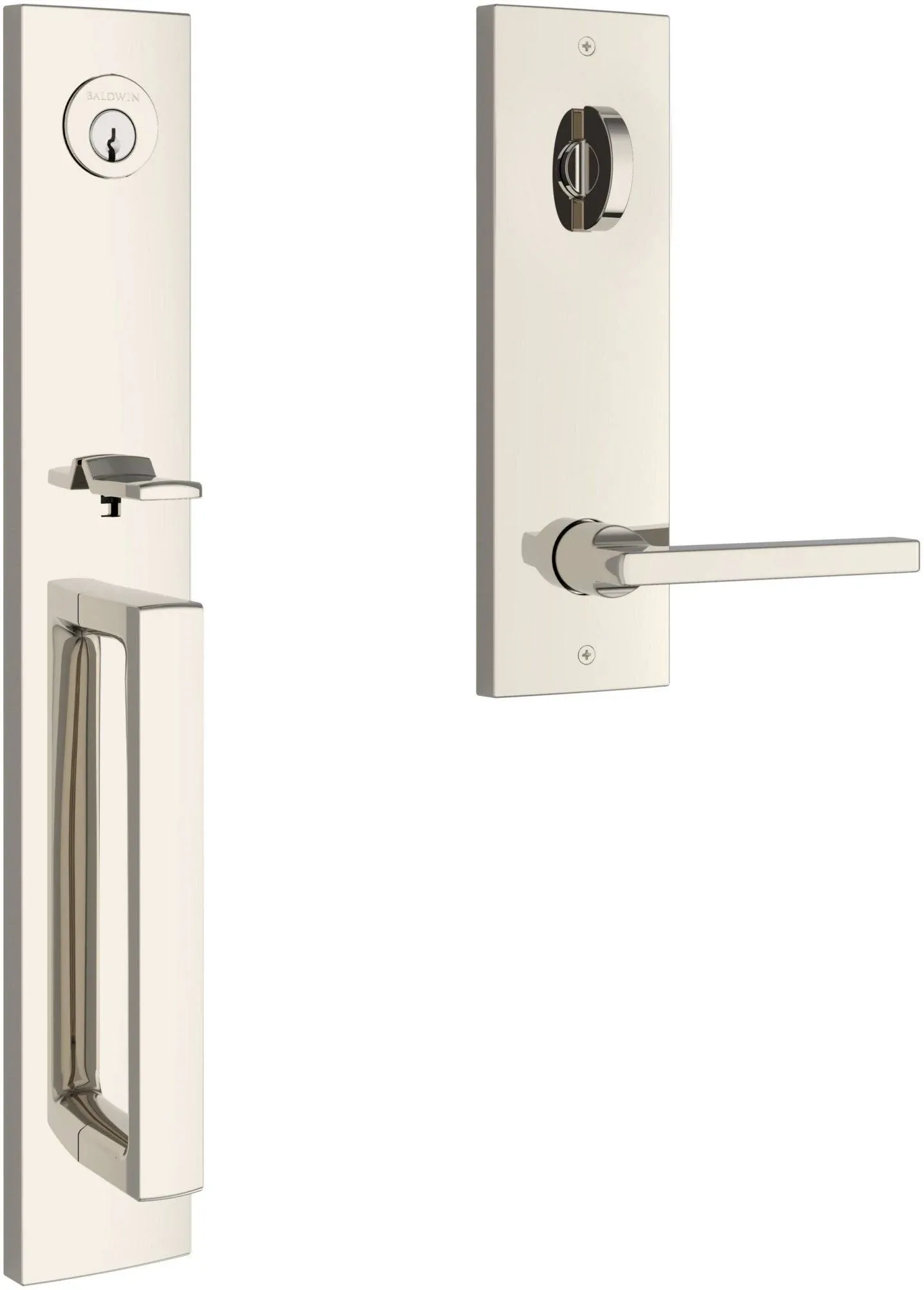 Santa Cruz Full Plate Single Cylinder Keyed Entry Handleset with Interior Square Lever and Emergency Egress Function