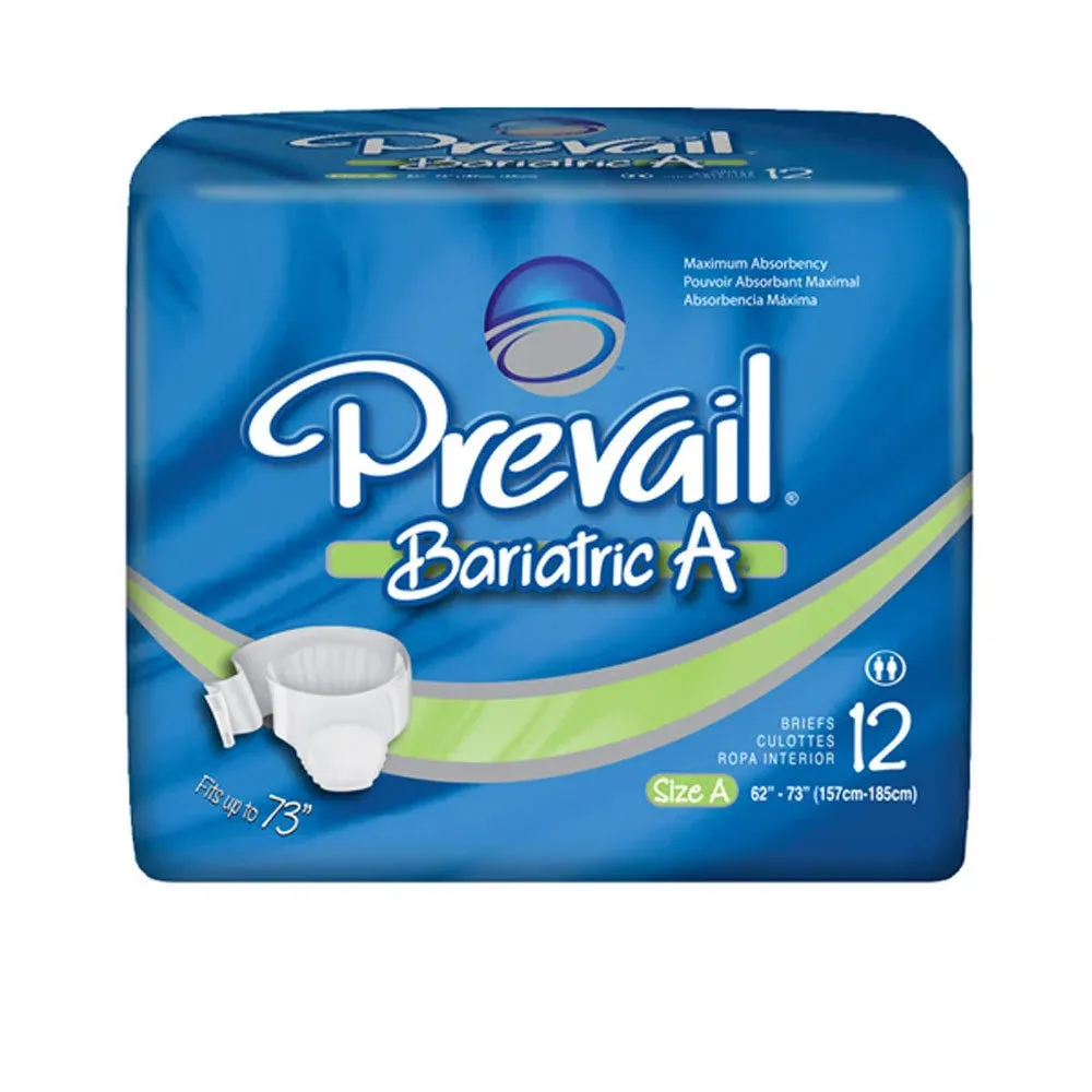 PV-017 - Prevail Bariatric Brief Size A, Specialty Size Briefs: Maximum Absorbency, 62" - 73"