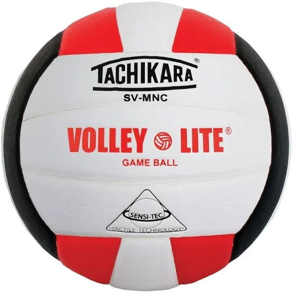 Tachikara Volley-Lite Indoor Volleyball, Scarlet/White/Black