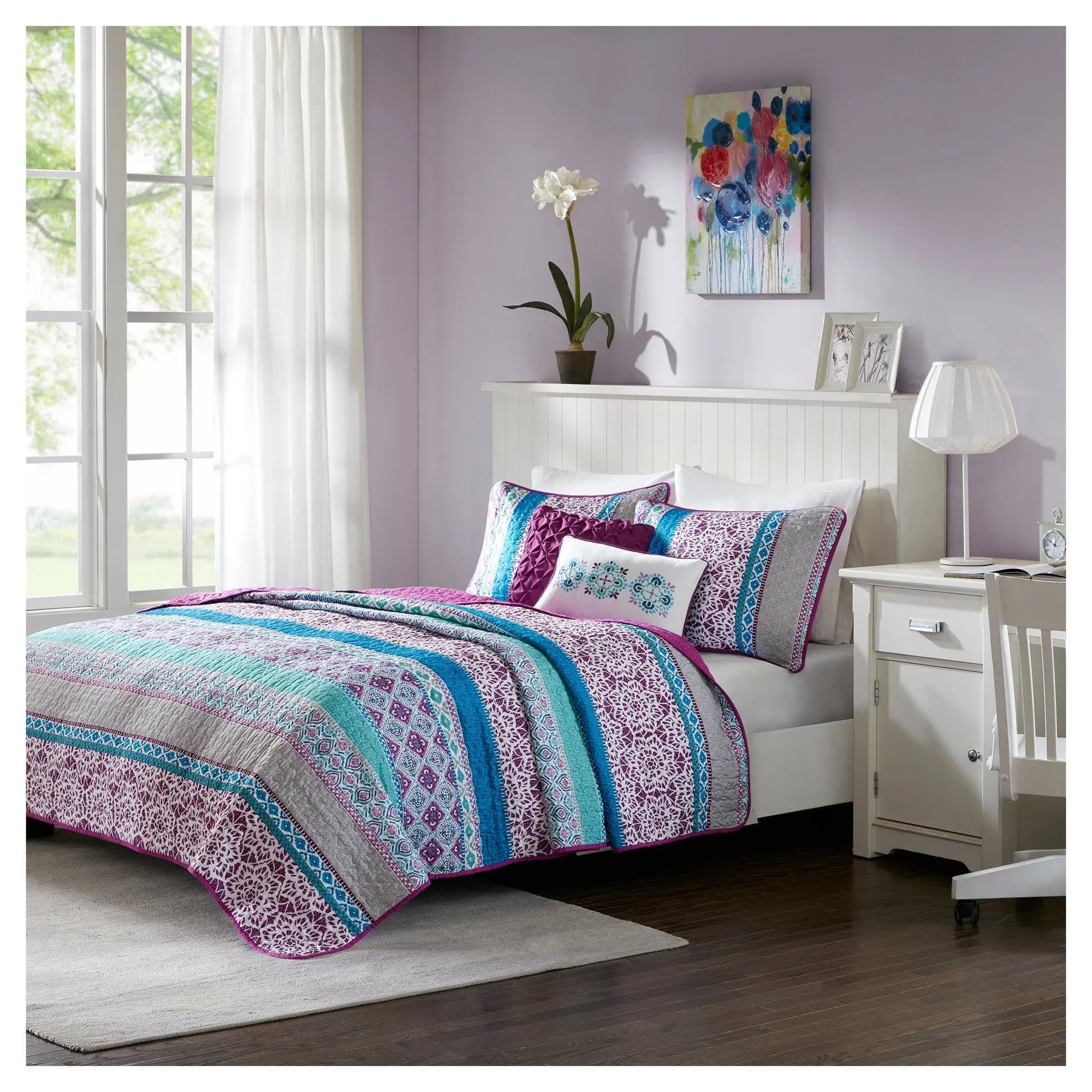 Intelligent Design Joni Coverlet Set - Purple, Full/Queen