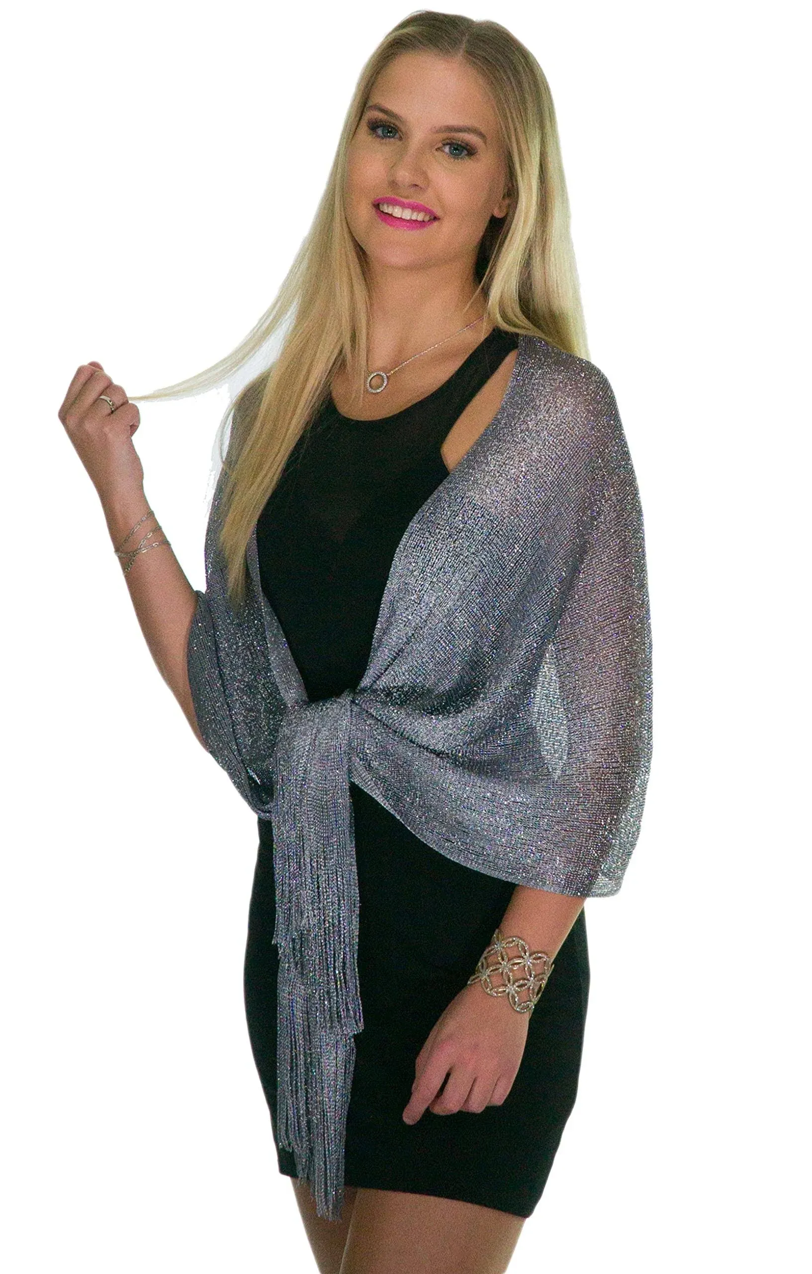 ShineGlitz Shawls and Wraps for Evening Dresses Metallic Glitter Shawls for Women ...