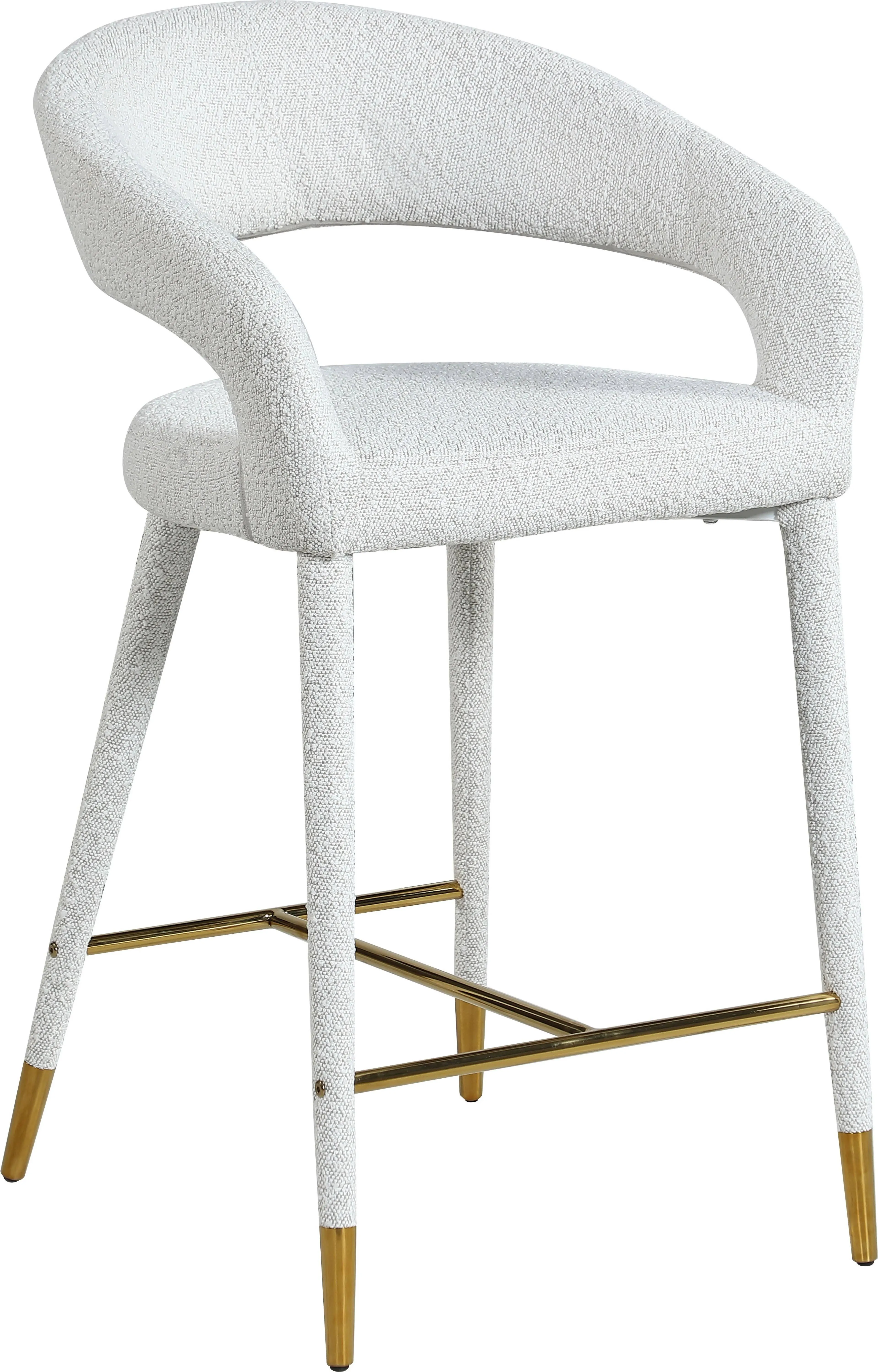 Meridian Furniture 542Cream-C Destiny Collection Modern | Contemporary Upholstered Counter Stool, Cream Fabric, 21.5" W x 22.5" D x 37.5" H