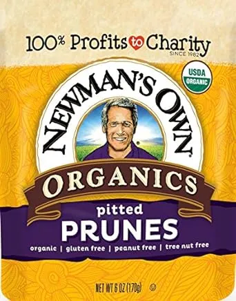 Newman's Own Organics California Pitted Prunes 6-Ounce Pouches (Pack of 12) 