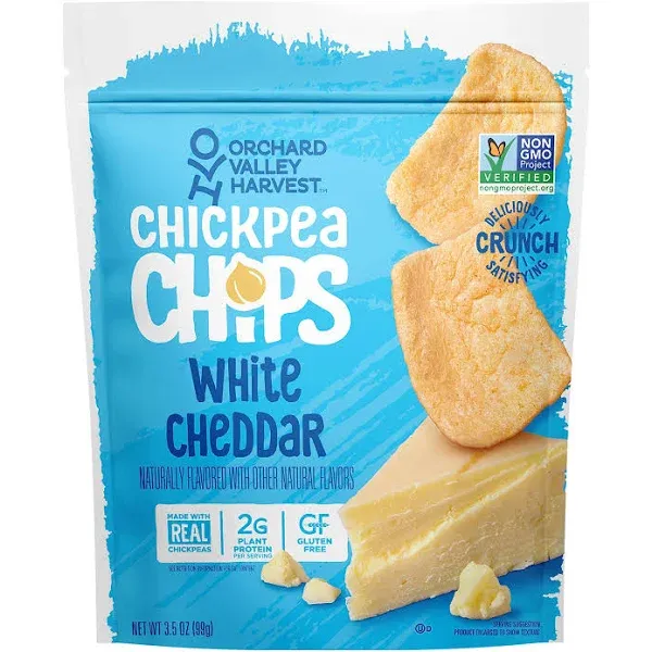 Orchard Valley Harvest White Cheddar Chickpea Chips - Gluten-Free, Individually Wrapped - White Cheddar - 6 / Carton