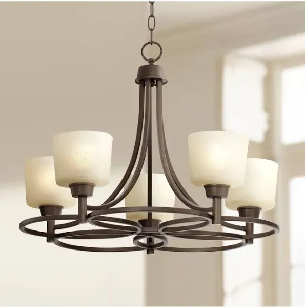 Whitfield Oil Rubbed Bronze Chandelier Lighting 23" Wide Farmhouse Rustic Glass Shades 5-Light Fixture for Dining Room Living House Home Foyer Kitchen Island Entryway Bedroom - Regency Hill
      
          Whitfield Oil Rubbed Bronze Chandelier Lighting