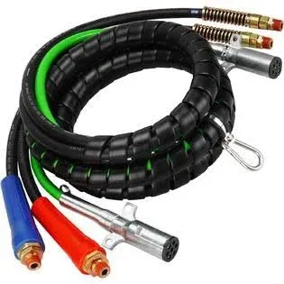 Autsurles 15ft 3 in 1 Trailer Air Line Hose Wrap Assembly with 7 Way Electrical ...