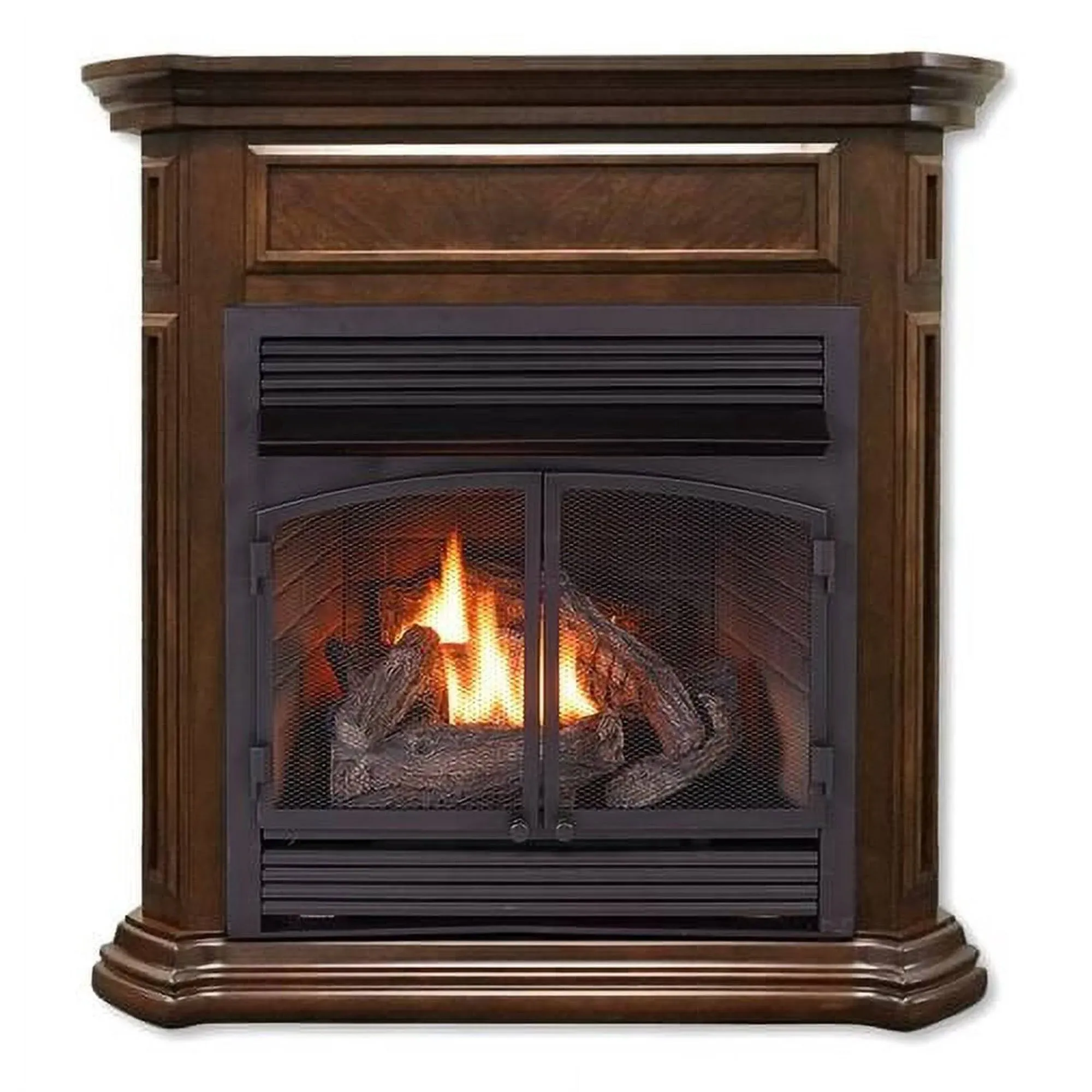 Duluth Forge Dual Fuel Ventless Fireplace - 32,000 BTU, Remote Control, Nutmeg Finish