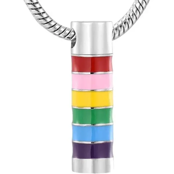 Rainbow Urn Pendant Necklace for Memorial Cremation Ashes Keepsake