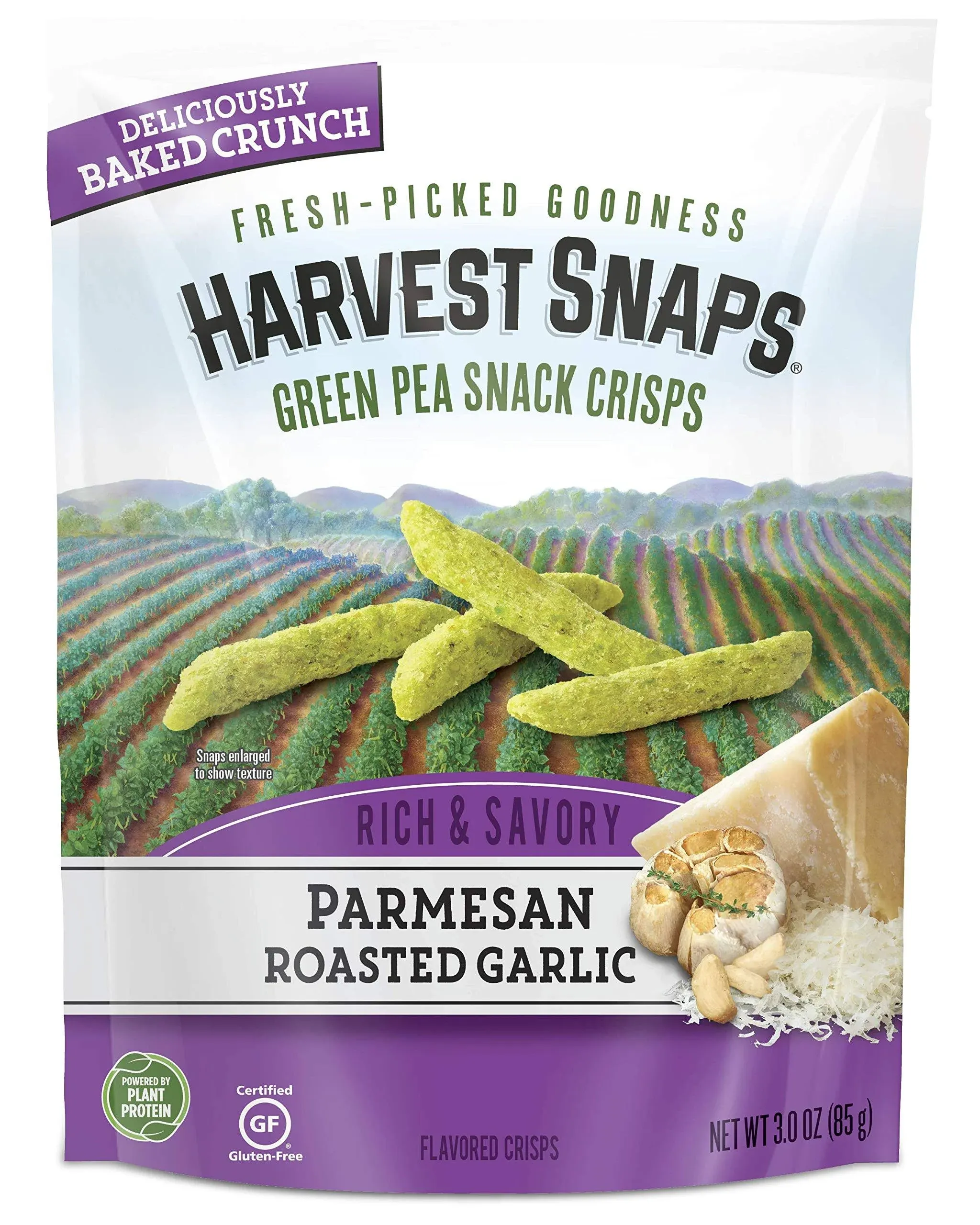 Harvest Snaps Snack Crisps Parmesan Roasted Garlic