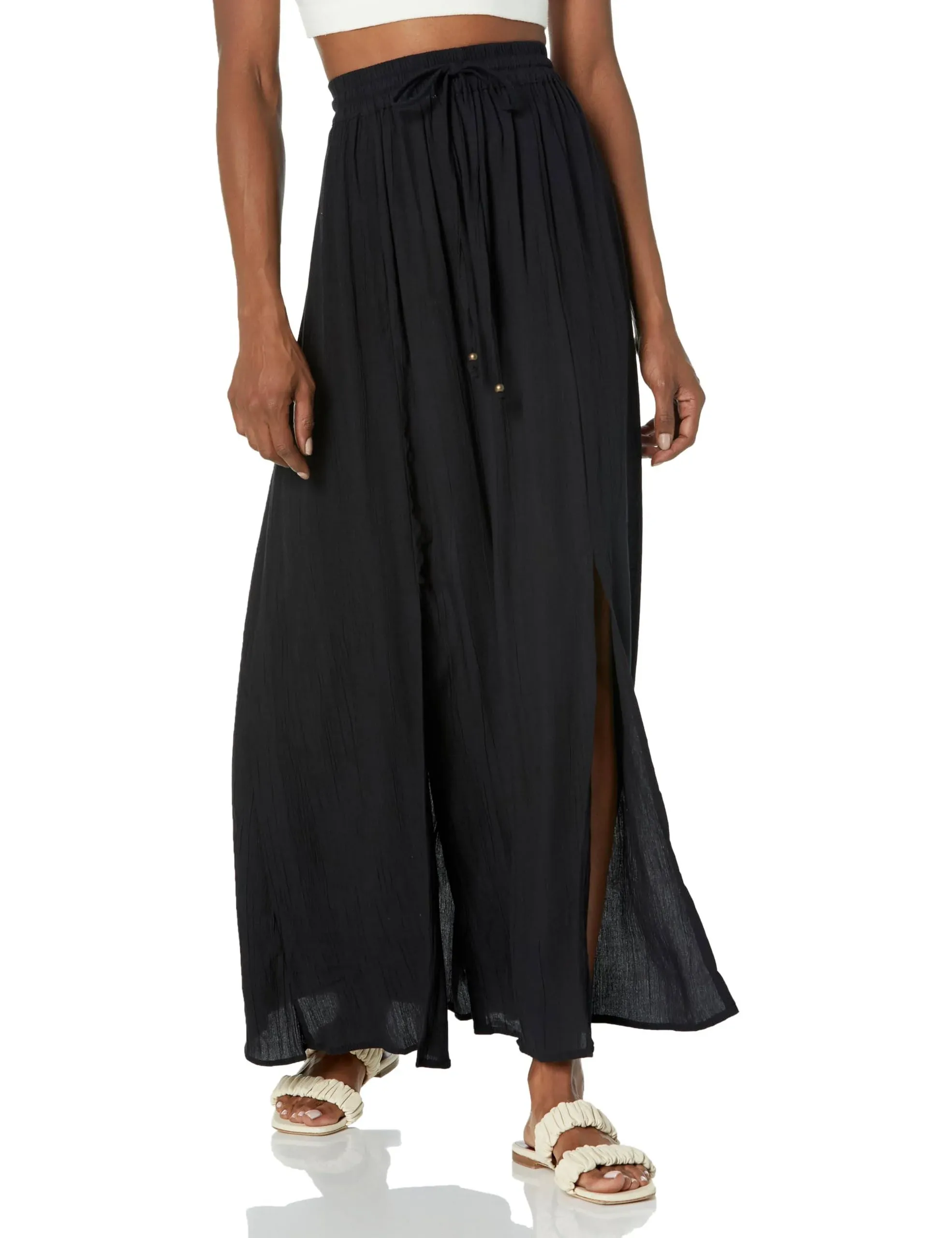 Angie High Rise Tie Front Maxi Skirt - M