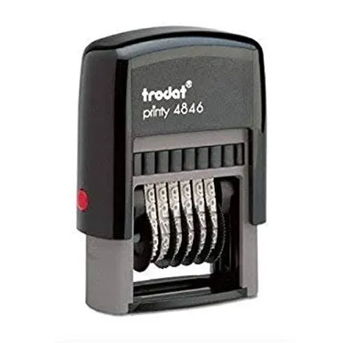 Trodat .125" x .6875" 6 Digit Self-Inking Numberer Rubber Stamp (Red)