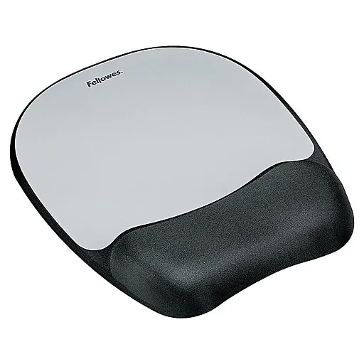 Fellowes Foam Mouse Pad/Wrist Rest Combo, Black/Silver Streak (9175801)