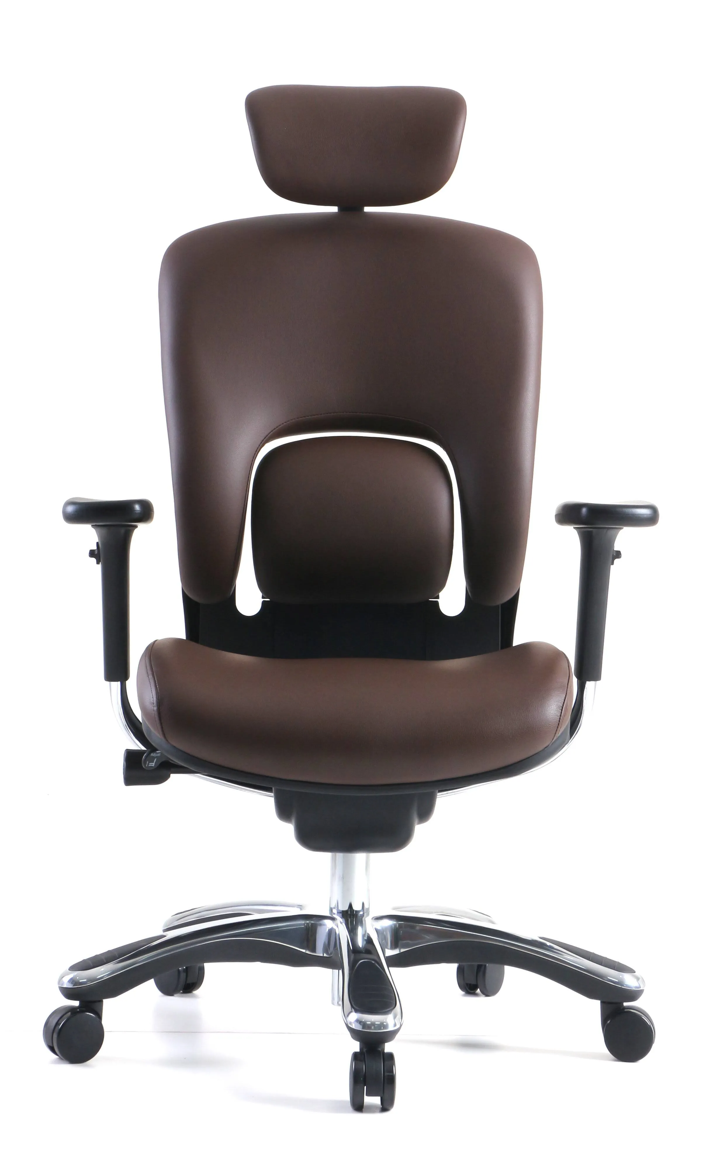 GM Seating ErgoLux Genuine Leather Executive Hi Swivel Chair Chrome Base with ...