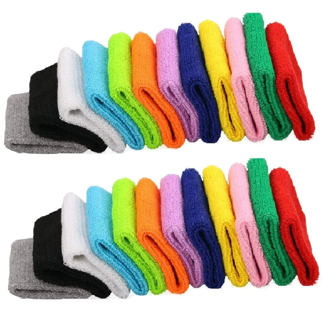 OLIREXD 12 Pairs (24 Pcs) Colorful Sports Wristbands Cotton Sweatband Wristbands Wrist Sweatbands Wrist Sweat Bands for for Men and Women, Good for