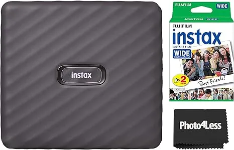 Fujifilm Instax Link Wide Printer Mocha Grey + Wide Twin Pack Instant Film + Cloth