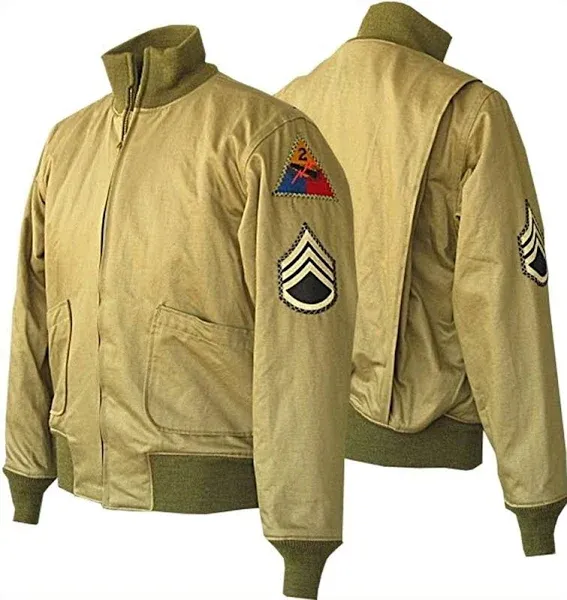 Fury Brad Pitt Tanker WW2 Khaki Color Cotton Bomber Mens US Army Jacket