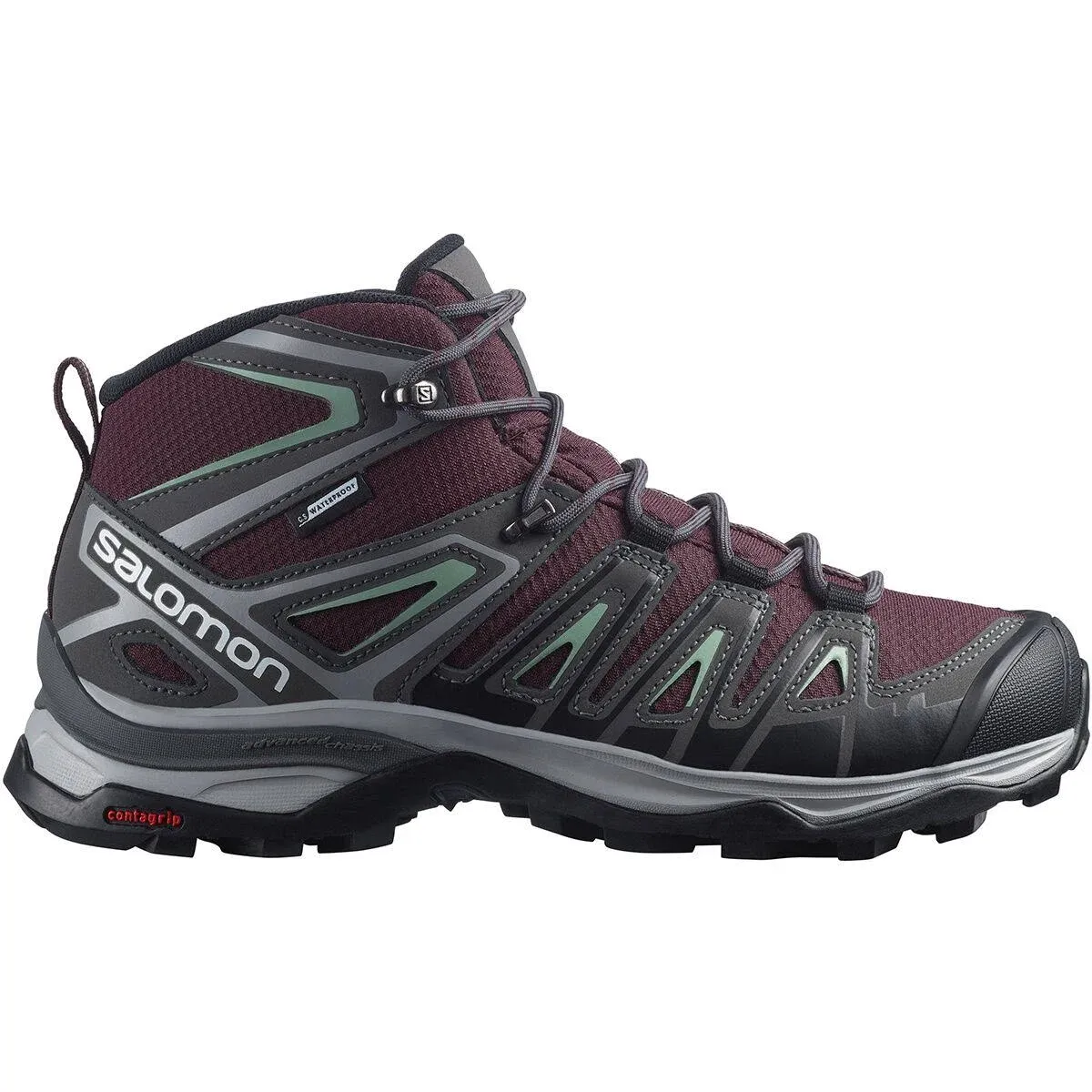 New Salomon Womens X Ultra Pioneer Mid CSWP Hiking Boots Wine Size 6.5 Wide