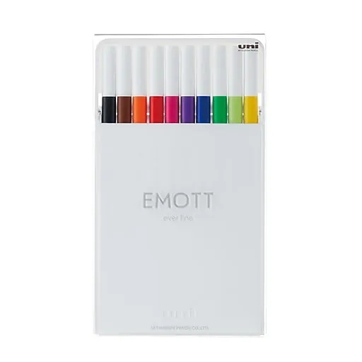 Emott Porous Point Pens, Fine 0.4 mm, Assorted Ink, 10/Pack, Uni-Ball (Ubc24836)