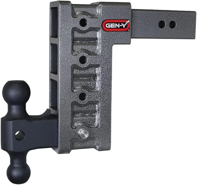 GEN-Y GH-614 MEGA-Duty Adjustable 9" Drop Hitch with GH-061 Dual-Ball for 2.5" Receiver - 21,000 LB Towing Capacity - 3,000 LB Tongue Weight