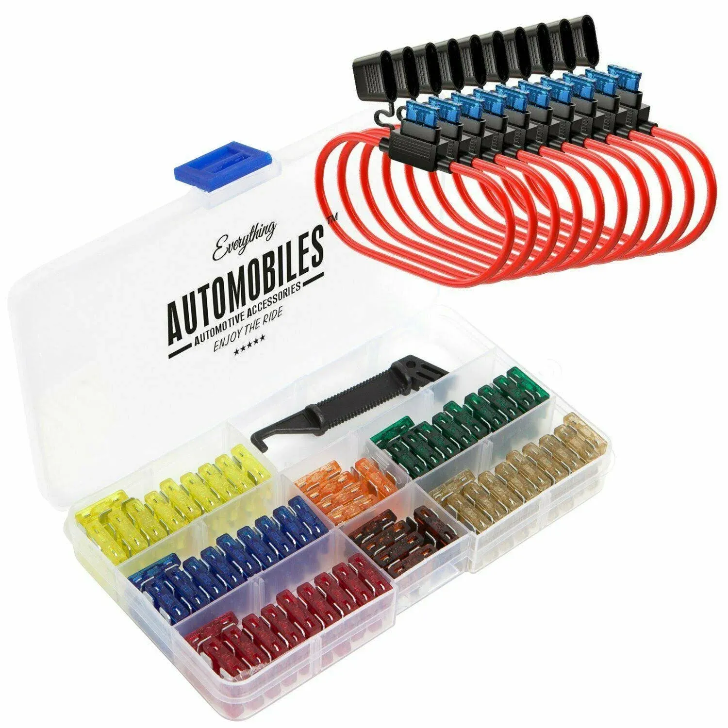 Everything automobiles 120 Assorted Fuses with 10 Inline Fuse Holders