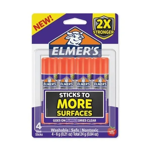 Elmer’s Extra Strength School Glue Sticks, Washable, 6 Grams, 4 Count