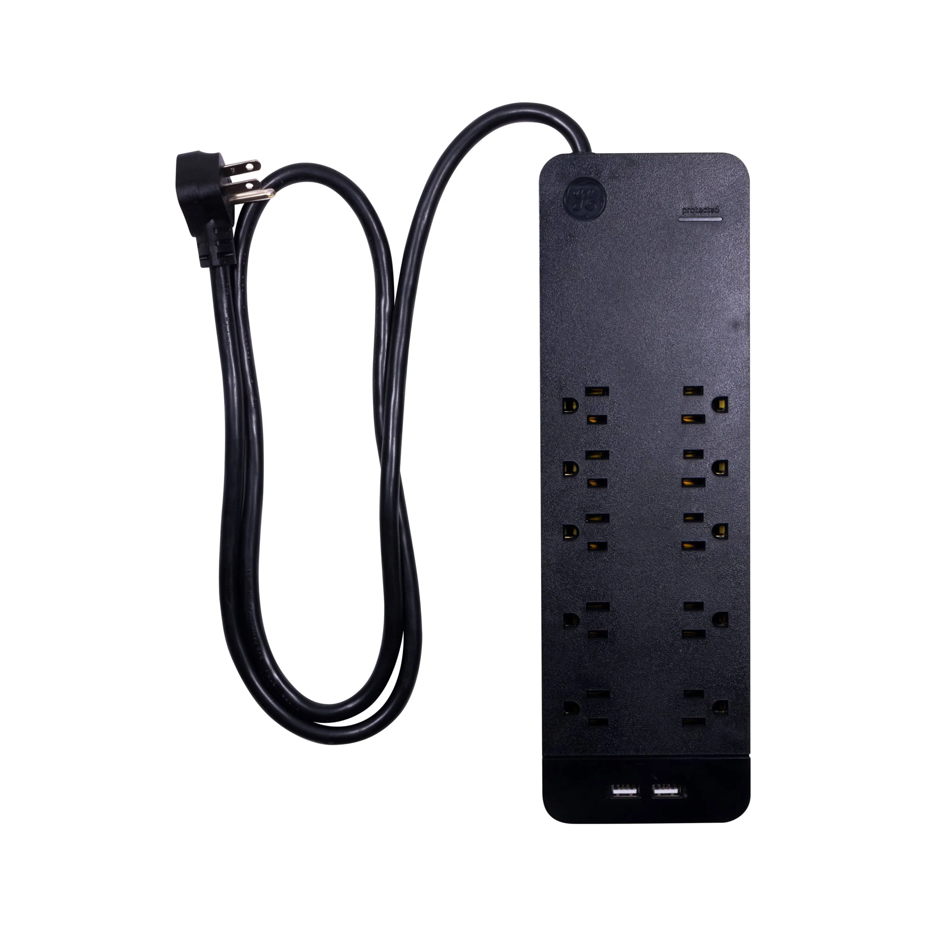 Ge UltraPro 10-Outlet, 2-Port USB Power Strip Surge Protector, 4ft. Cord, Black ...