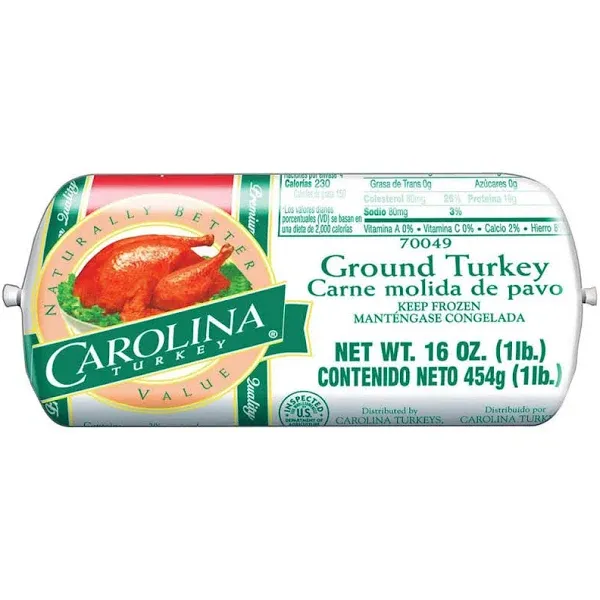 Butterball Carolina Ground Turkey, 1 Pound Chub - 12 per Case.